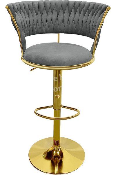 MAPLE HOME DECORATION Power Velvet Bar Stool Chair Metal Leg, Adjustable High Backrest 360° Upholstered Fabric
