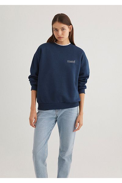 Mavi Logo Printed Navy Blue Sweatshirt 1611656-82454