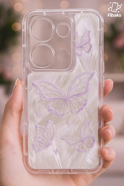 Fibaks حافظة Redmi Note 13 Pro 4G قابلة للفصل مع حماية للكاميرا، نمط فراشة ثلاثية الأبعاد لامعة ممتصة للصدمات