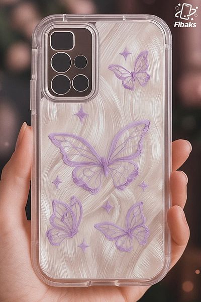 Fibaks حافظة Redmi 10 4g 2022 قابلة للفصل مع حماية للكاميرا، نمط فراشة ثلاثية الأبعاد لامعة، سيليكون ممتص للصدمات