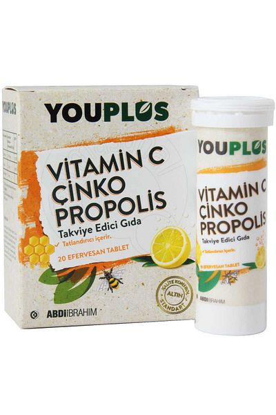 Youplus Vitamin C Zinc Propolis 20 Effervescent Tablets