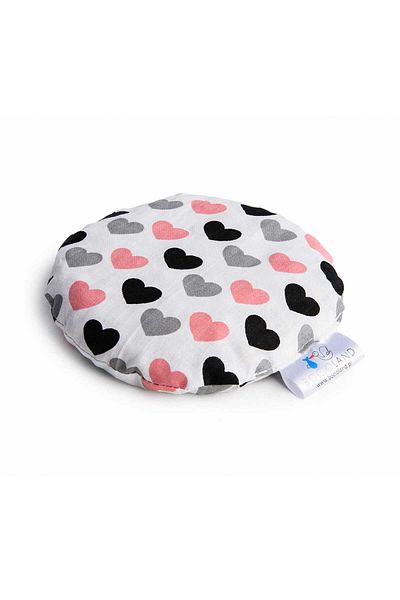 Bocioland Pernuta anticolici, umpluta cu samburi de cirese, husa din bumbac, diametru 14 cm, Hearts