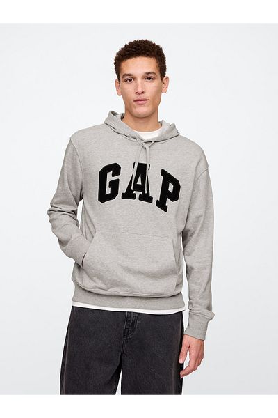 GAP Men's Gray Logo French Terry Fabric Sweatshirt