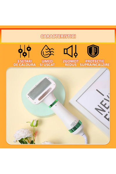 NEXTLY Perie Cu Uscator Pentru Caini/pisici 2 In 1 , 3 Moduri De Uscare, Zgomot Redus, 300w, Cablu