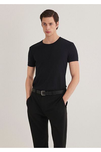 Mavi Μπλουζάκι Μαύρο Rib DetailedFitted - 063747 -900