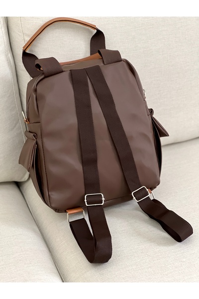 BAGLOVİS Brown Women's Backpack with Side and Big Pocket Detail
