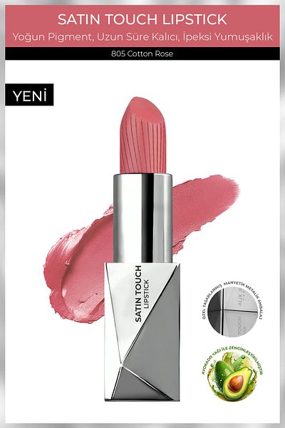 Alix Avien Long Lasting Moisturizing Smooth Effect Semi Matte Lipstick - Satin Touch Lipstick 805 Cotton Rose