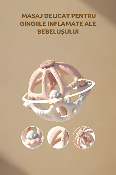 clickzu 2-in-1 Teething Toy & Rattle Ball, Gum Massage & Soothing Function, Detachable Design,