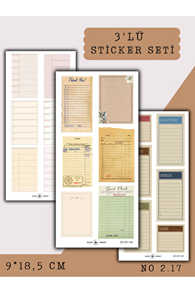 Else Craft 3'lü Ephemera Paper Temalı Sticker Seti No 2.17 - Ajanda Planlayıc...