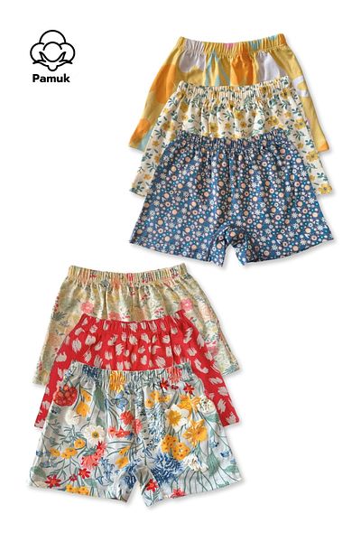 MK Mukko Kids Κοριτσίστικα βαμβακερά σλιπ μπόξερ 6 τεμαχίων σετ πολύχρωμα και μοτίβα εσώρουχα
