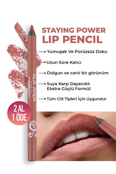 Alix Avien Waterproof Soft Lip Liner - Staying Power Lip Pencil 65 Rusty Rose