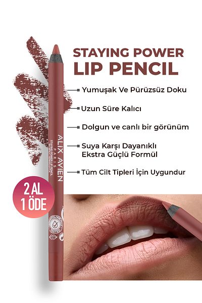 Alix Avien Staying Power Lip Pencil 54 Spicy Terracotta - Waterproof, Soft Lip and Long-Lasting