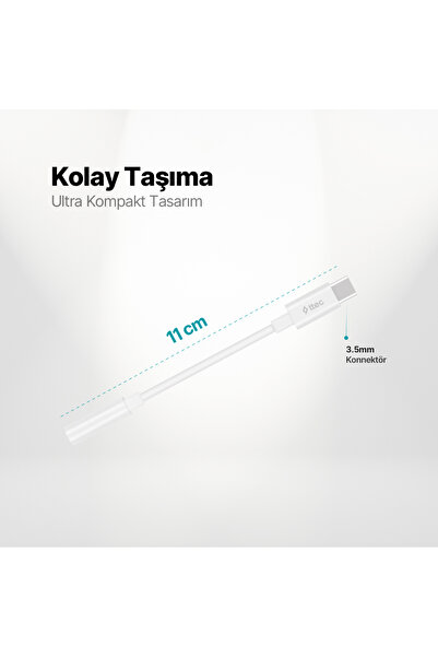 Ttec USB-C - 3.5mm Aux Adaptörü 11cm Beyaz