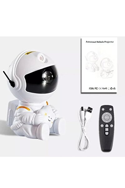 EN SİGA Astronot Tasarım Galaxy Yıldız Uzay Gökyüzü Gece Lambası Zamanlama Fonksiyon Kumandalı Projektör