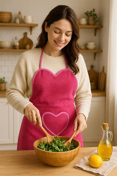 Ender Home مريلة مطبخ منشفة Amor Heart – مع حزام قابل للتعديل