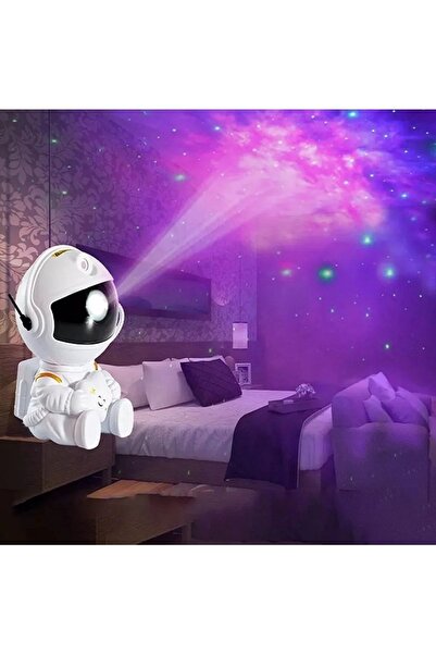 EN SİGA Astronot Tasarım Galaxy Yıldız Uzay Gökyüzü Gece Lambası Zamanlama Fonksiyon Kumandalı Projektör