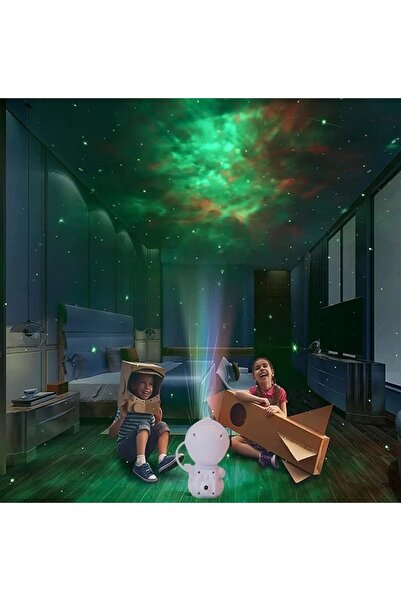 EN SİGA Astronot Tasarım Galaxy Yıldız Uzay Gökyüzü Gece Lambası Zamanlama Fonksiyon Kumandalı Projektör