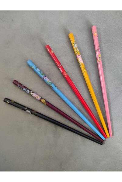 MutluBiDünya 6 Adet Ahşap Desenli Topuz Çubuğu