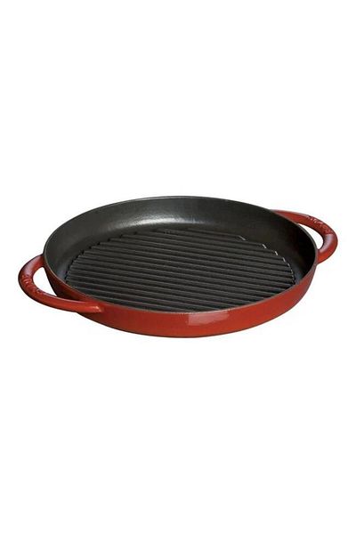 STAUB Double Handle Cast Iron Grill Pan 26cm Round Cherry - 405103090