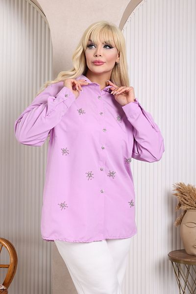 JESSE STORY Women's Lila Stone Design Large Size Shirt