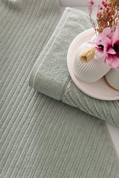 Sevim Μαλακή πετσέτα χεριών 100% βαμβάκι 50x90 cm - Σετ 2 γεωμετρικών πετσετών - Πράσινο