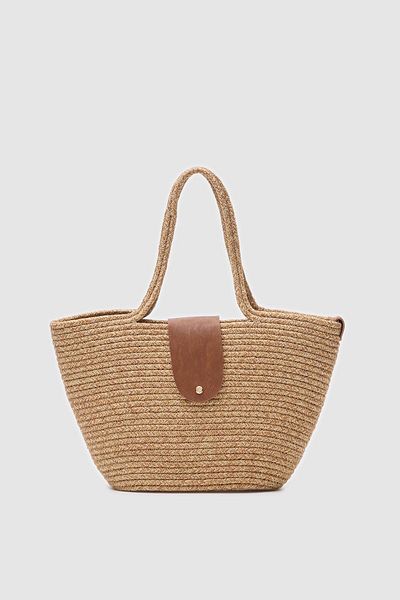 Shule Bags Χειροποίητη ψάθινη τσάντα με κάλυμμα Duffy Mink