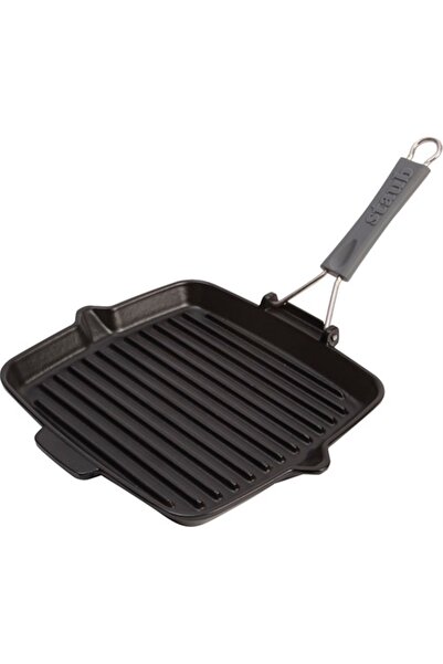 STAUB Izgara Tava Kolay Dökme Özelliğiyle | Döküm Demir | 24 X 24 Cm | Siyah