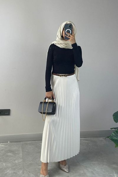 NİSUM MODA Leather Look Pleated Skirt
