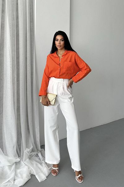 İstangül Butik Cămașă casual Boyfriend din bumbac și in
