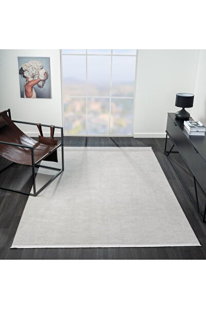 Cotto Home Quatro QU009A Gri Halı Modern Desen Pamuk Taban Salon Halısı Yatak...