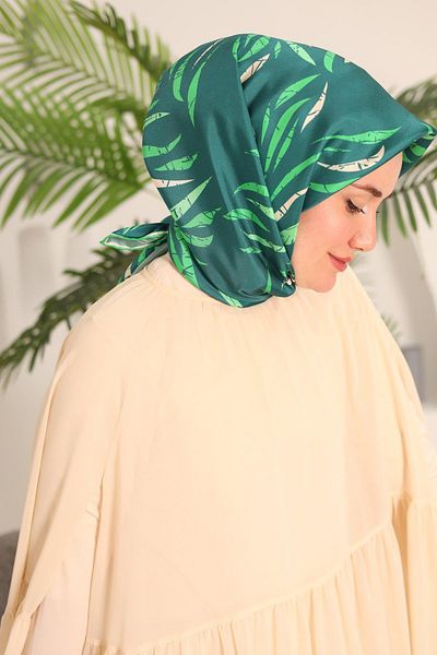 Silk Home Green Patterned Tivil Silk Scarf 11432-32
