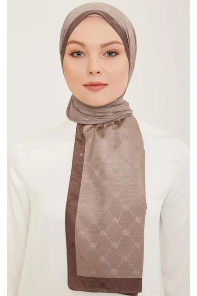 Armine Trend Monogram Shawl 2-130 - Milky Brown