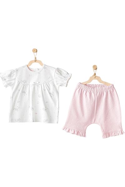 andywawa Ac25631 Cuddly Bunny Bear 2-Piece Baby Set Pink