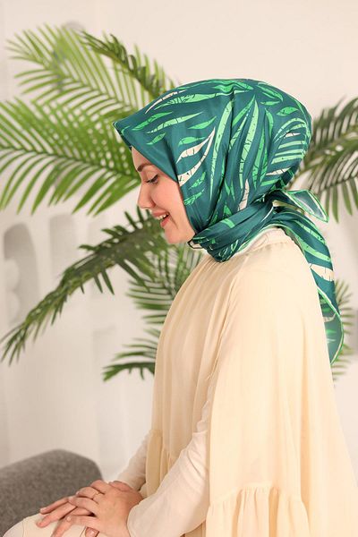 Silk Home Green Patterned Tivil Silk Scarf 11432-32