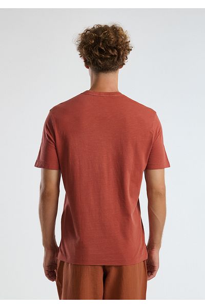 United Colors of Benetton Men's Brick Red 100% Cotton Crew Neck Slub T-Shirt