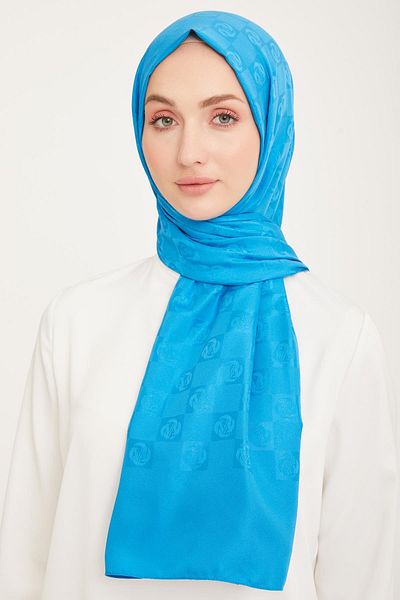 Armine Trend Life Jacquard Albastru Mării Un logo eșarfă cu model damă 21158