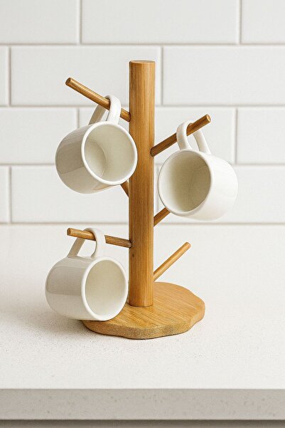 ERKUGO Bamboo Cup Rack, Bamboo Cup Holder (35cm)