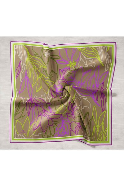 Silk Home Mink Green Mixed Pattern Tivil Silk Scarf 11429-28