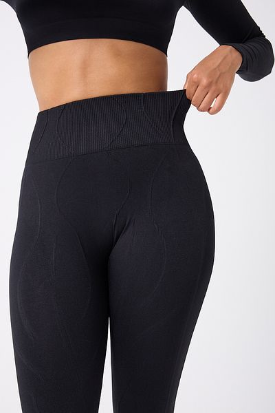 FOREVER MORE Model Wick Leggings cu talie înaltă cu efect de ridicare, cu spatele cu dungi, fără sudură