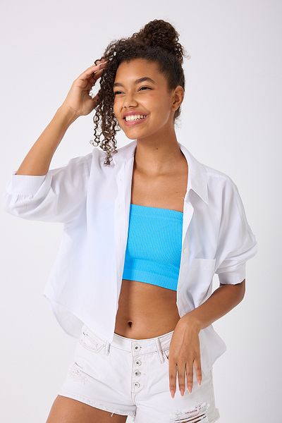 FOREVER MORE Στράπλες Crop Top