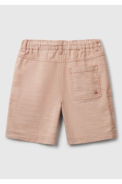 United Colors of Benetton Bermude pentru băiat, bej, din țesătură, cu șnur, cu detaliu de broderie a siglei