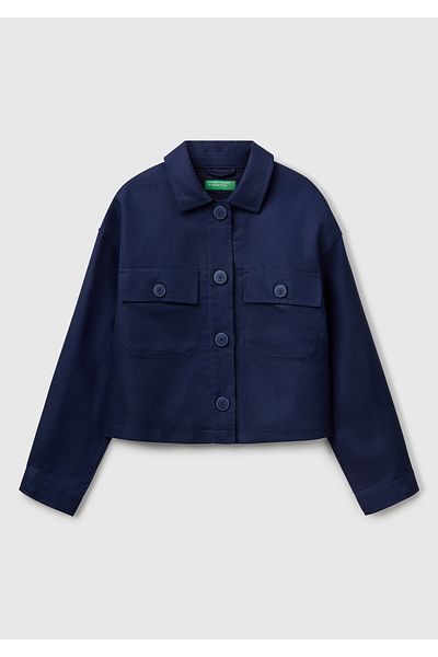 United Colors of Benetton Дамско тъмносиньо яке от ленена смес