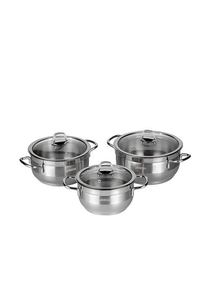 Amboss Saphire 6 Piece Stainless Steel Deep Saucepan Set with Glass Lid