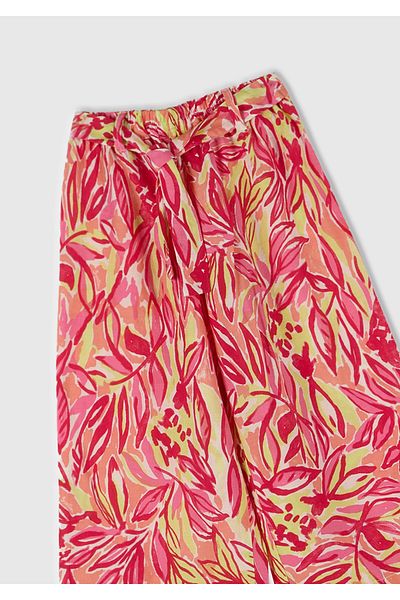 United Colors of Benetton Girls' Orange Viscose Blend Palazzo Pants with Belt