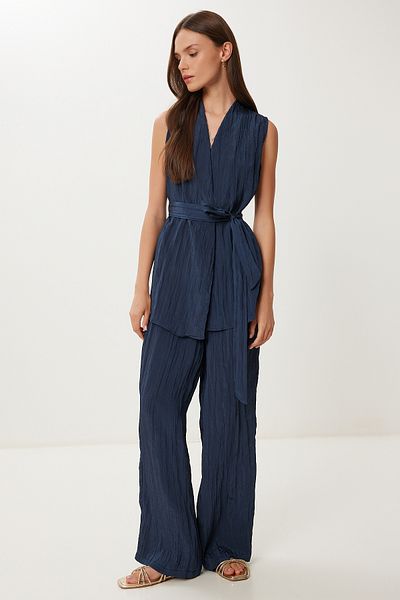 Lovelyİstanbul Crinkle Effect Vest Palazzo Woven Suit