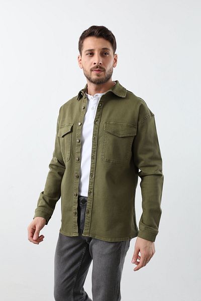 BANNY JEANS Ανδρικό πουκάμισο Jean Oversize Χακί