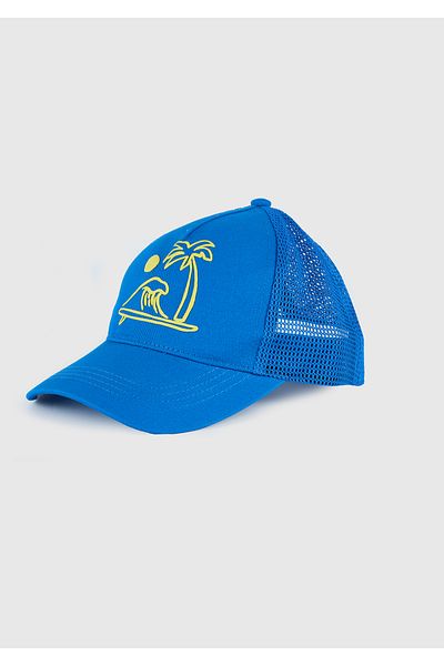 United Colors of Benetton Șapcă reglabilă pentru băiat Saks Blue Front Graphic Printed Mesh Back