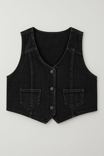 Bluewhite Women's Buttoned Jean Vest