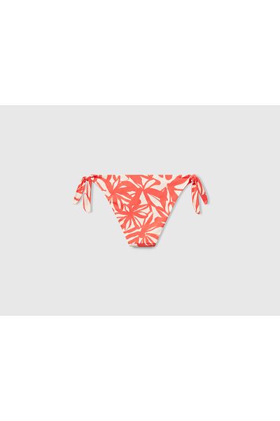 United Colors of Benetton Women's Orange Coral Patterned Double Sided Bikini Bottom