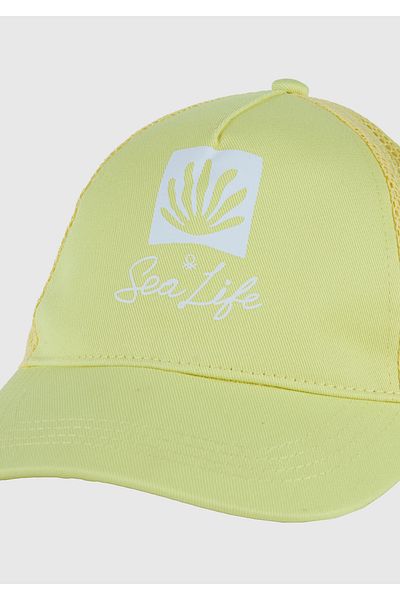 United Colors of Benetton Boy's Yellow Adjustable Cap Hat with Printed Front and Mesh Back